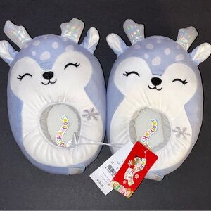 Squishmallows Light Blue Deer Plush Slippers